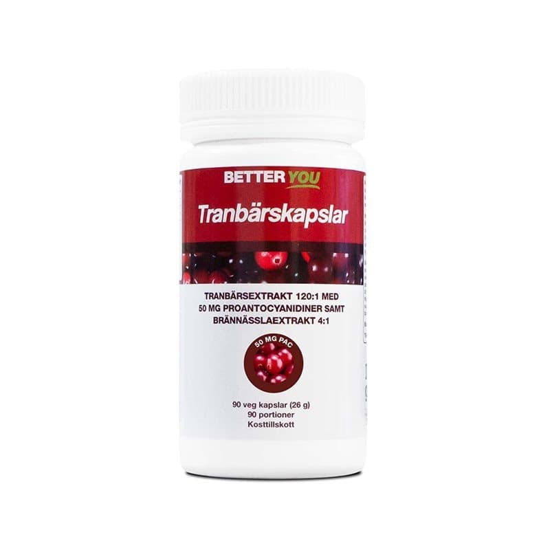 Cápsulas de cranberry 120:1 90 cápsulas | Better You – Better You embalagem
