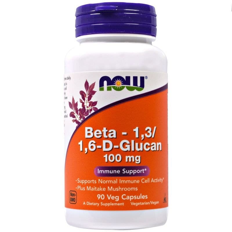 NOW Foods - Beta-1,3/1,6-D-Glucan 100mg - 90 Vegetable Capsules – NOW Foods packaging