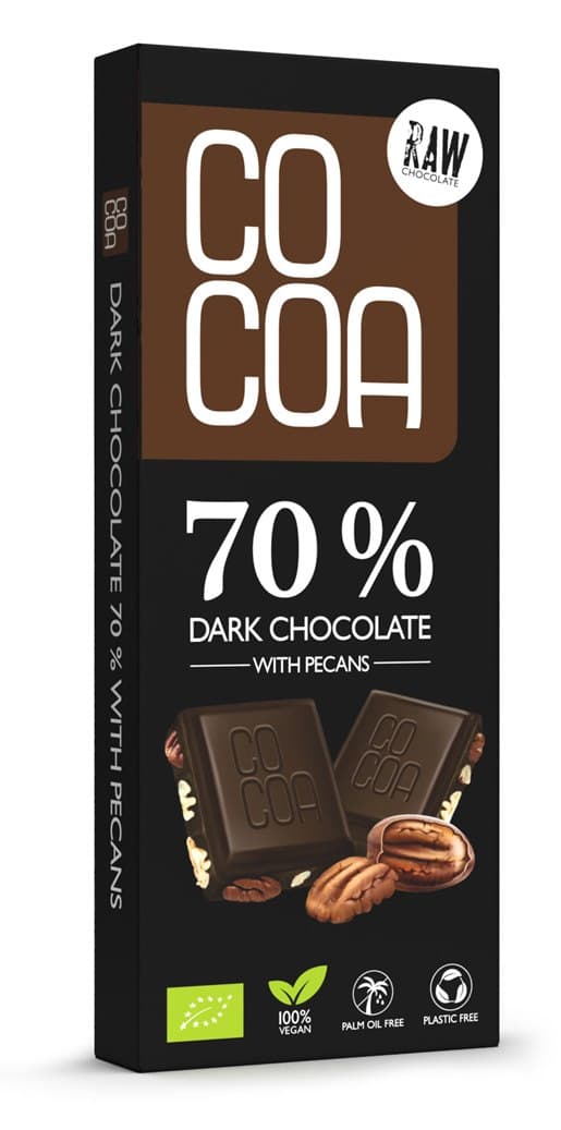 COCOA Czekolada Ciemna 70% Z Orzechami Pekan BIO 40 g | Bio Planet – COCOA emballage