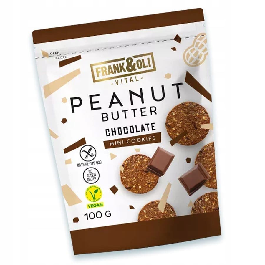 Frank&Oli Mini Cookies Peanut Butter Chocolate 100 g – Frank&Oli emballage