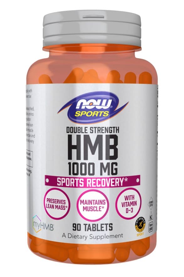 NOW Foods - HMB 1000 mg + Vitamin D-3 - 90 tabletten – NOW Foods verpakking