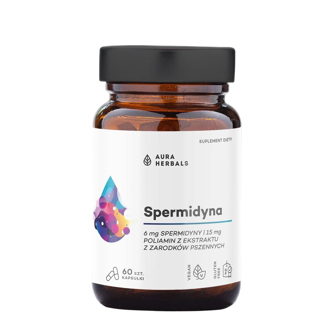 AURA HERBALS Spermidyna 6mg 60 veg. kaps. – Aura Herbals förpackning