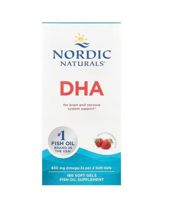 Nordic Naturals - DHA, 830mg Truskawka - 180 miękkich kapsułek – Nordic Naturals opakowanie