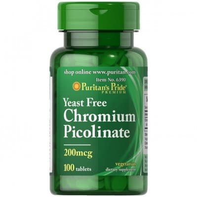 Puritan's Pride Chrom pikolinian 200µg 100 tabletter – Puritan's Pride förpackning