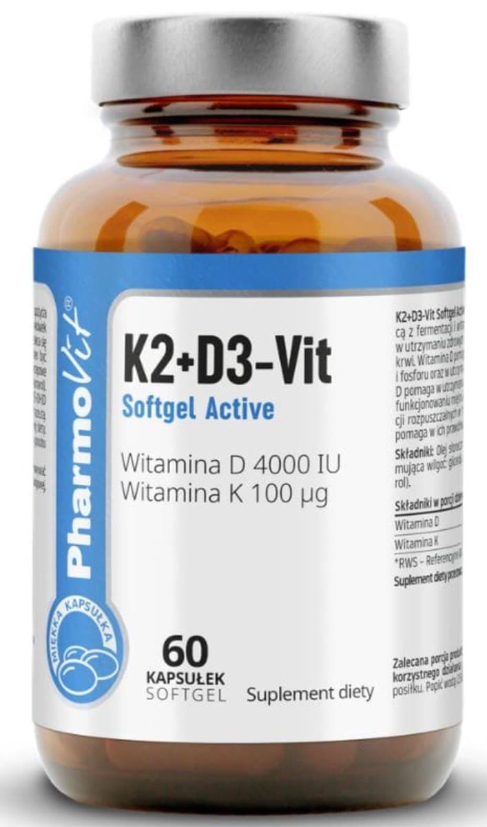 Pharmovit K2+D3-Vit Softgel Active 60 Kapseln – Pharmovit Verpackung