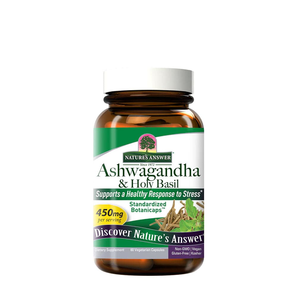 Nature's Answer Ashwagandha & Holy Basil - 60 cápsulas vegetales – Nature's Answer empaque