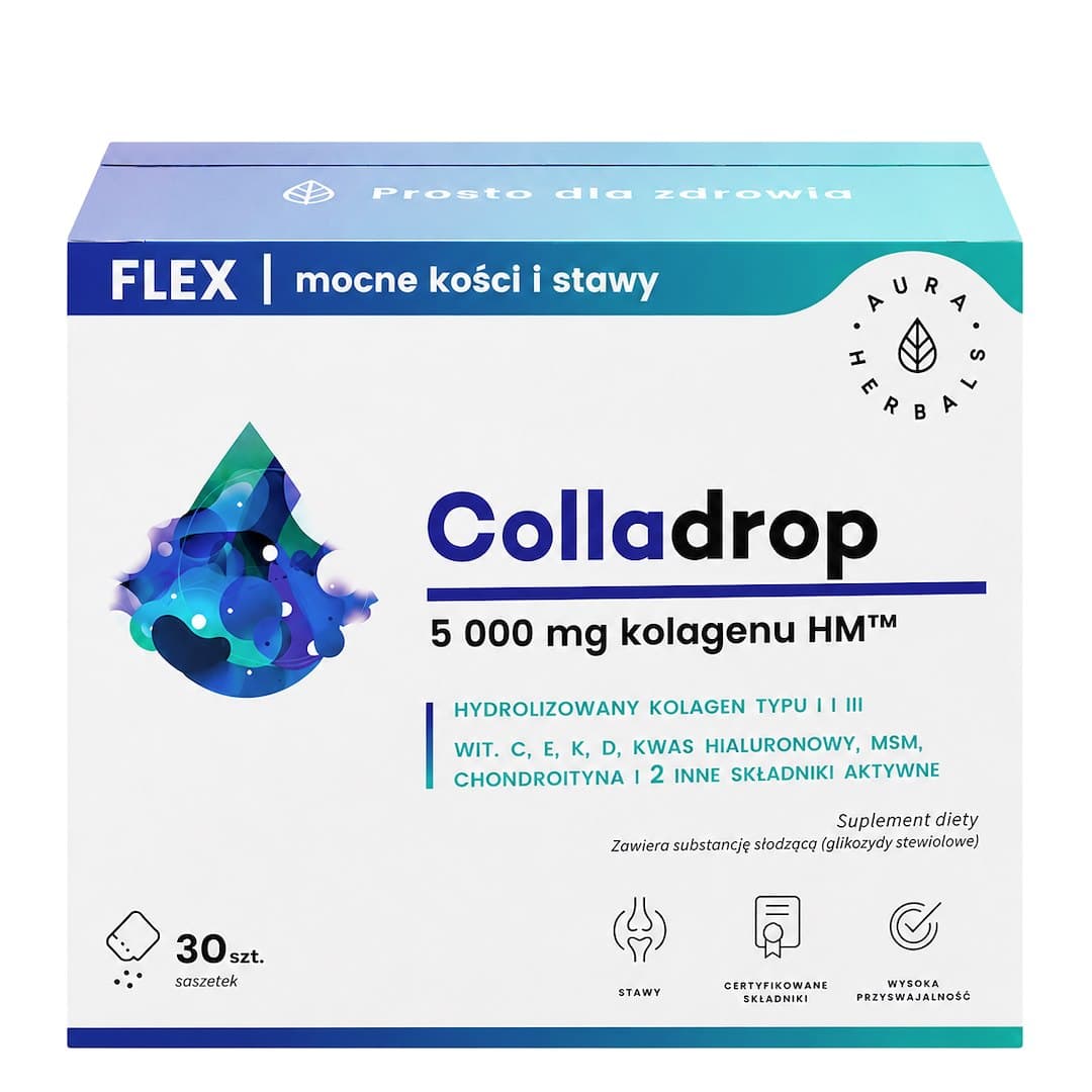 Aura Herbals - Colladrop Flex - Wsparcie stawów - 30 saszetek – Aura Herbals opakowanie