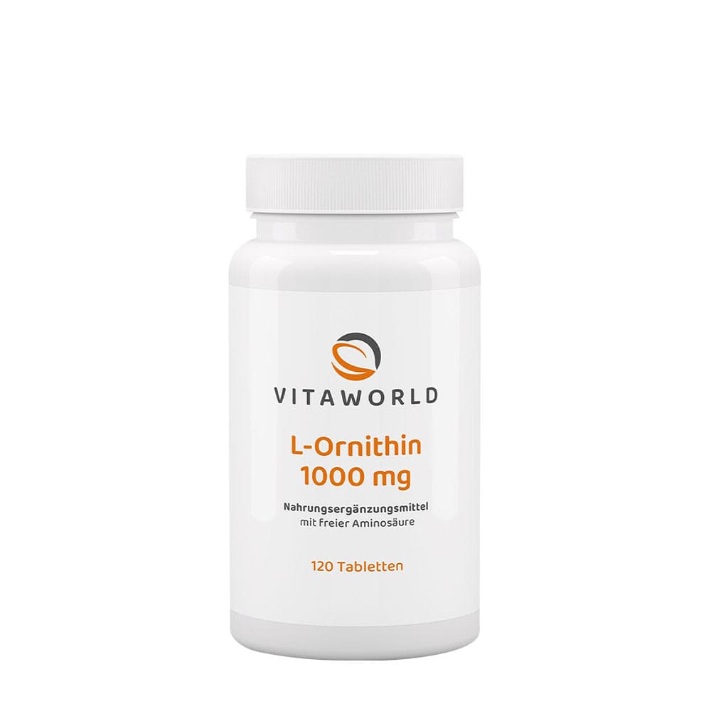 Vitaworld L-Ornithine 1000 mg - 120 Tabletten – Vitaworld Verpackung