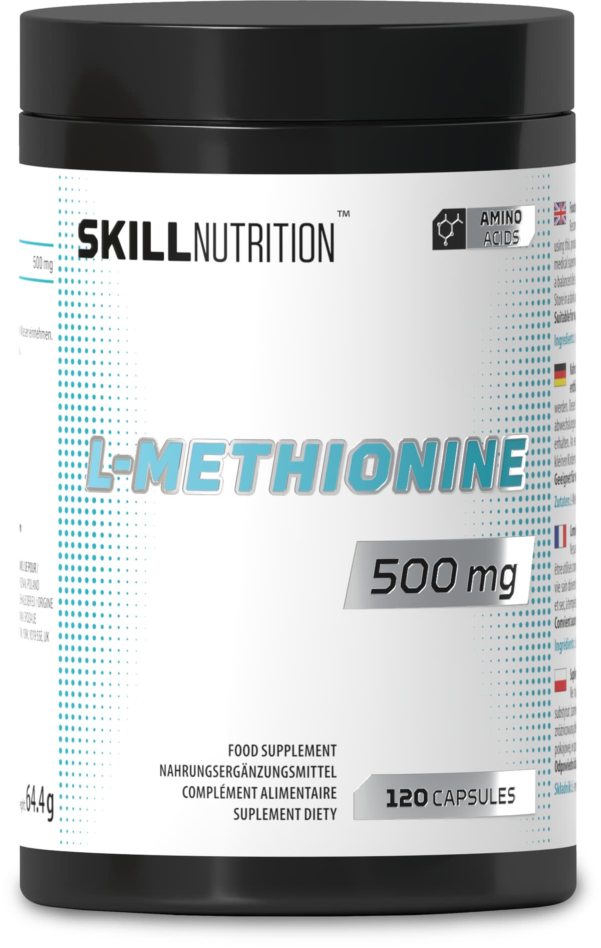 L-Methionine, 500mg - 120 Vegan Capsules | Skill Nutrition – Skill Nutrition packaging