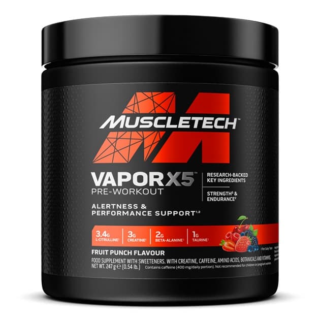 MuscleTech Vapor X5 Pre-Workout (Fruit Punch) 247g – Muscletech förpackning