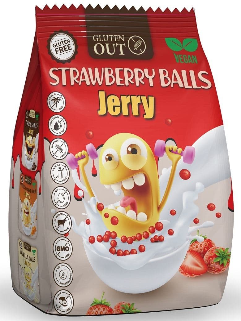 Jerry Gluten Out Kulki Zbożowe Sin Gluten Fresa 375 g | Bio Planet