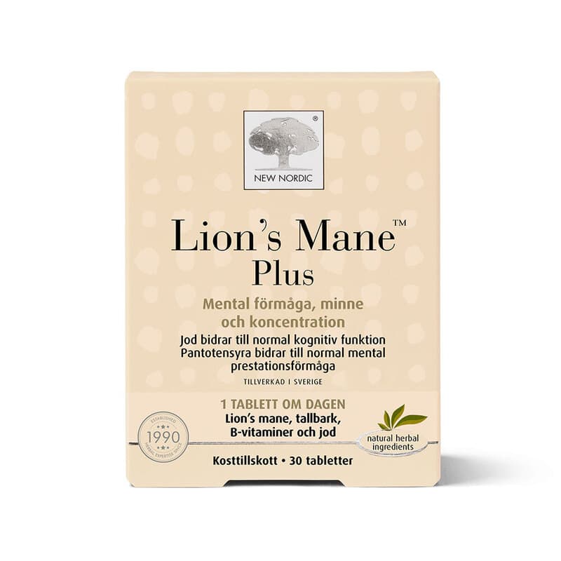 Lions Mane Plus 30 tabletter | New Nordic – New Nordic förpackning