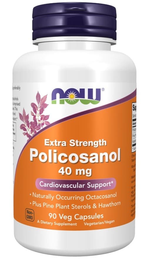 NOW Foods Policosanol 40 mg - 90 vegetariska kapslar – NOW Foods förpackning