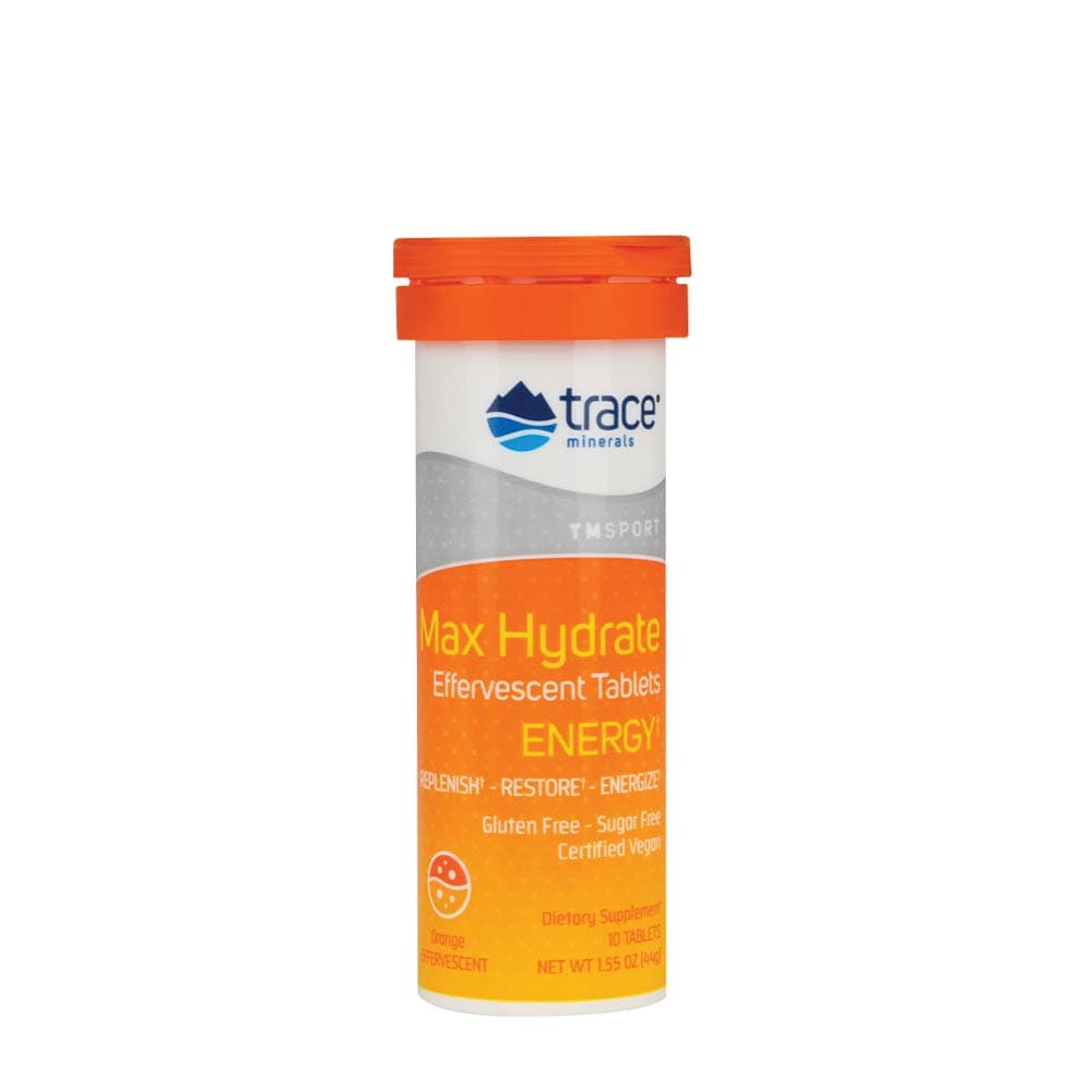Trace Minerals Max-Hydrate Energy - Elektrolytdryck med Naturlig Koffein, 10 tabletter – Trace Minerals förpackning