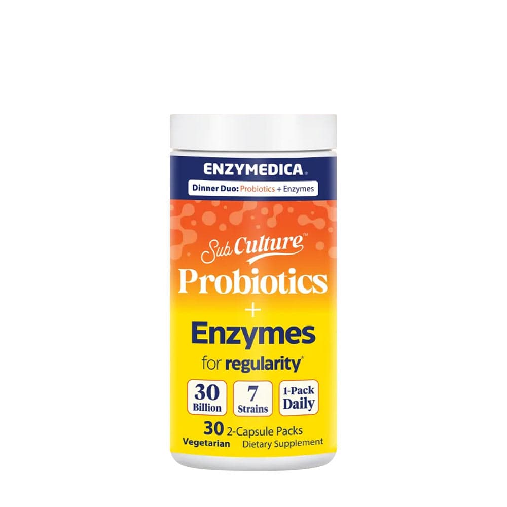 Enzymedica SubCulture™ Dinner Duo : Probiotiques + Enzymes pour la régularité* - 30 x 2 capsules – Enzymedica packaging