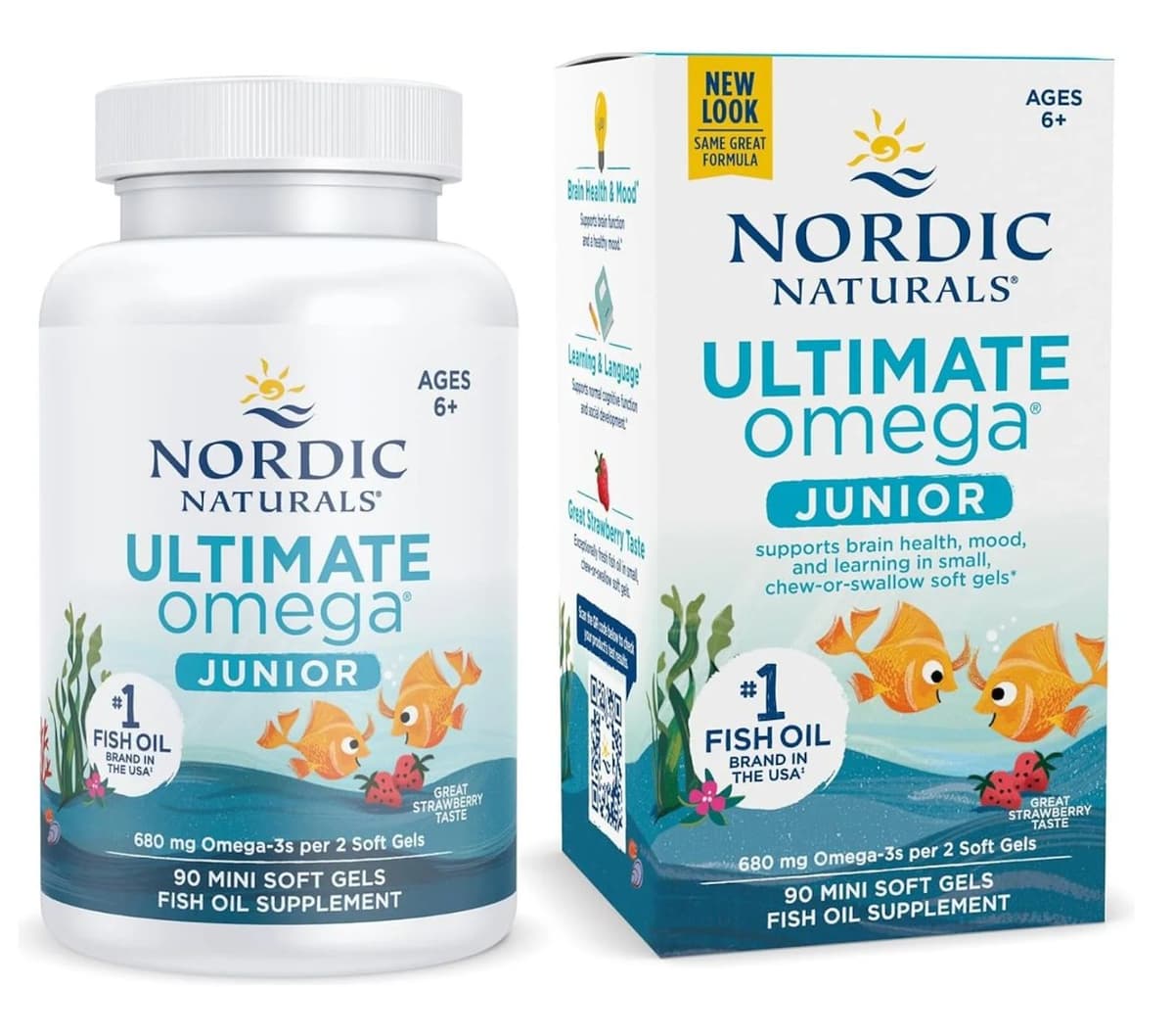 Nordic Naturals - Omega Fish Oil Junior Fragola 680mg - 90 Mini Softgel – Nordic Naturals confezione
