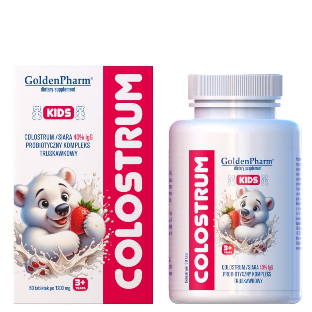 Golden Pharm - Colostrum Kids 40% Igg Probiotisk Kompleks - 60 tabletter 1200mg – Golden Pharm confezione