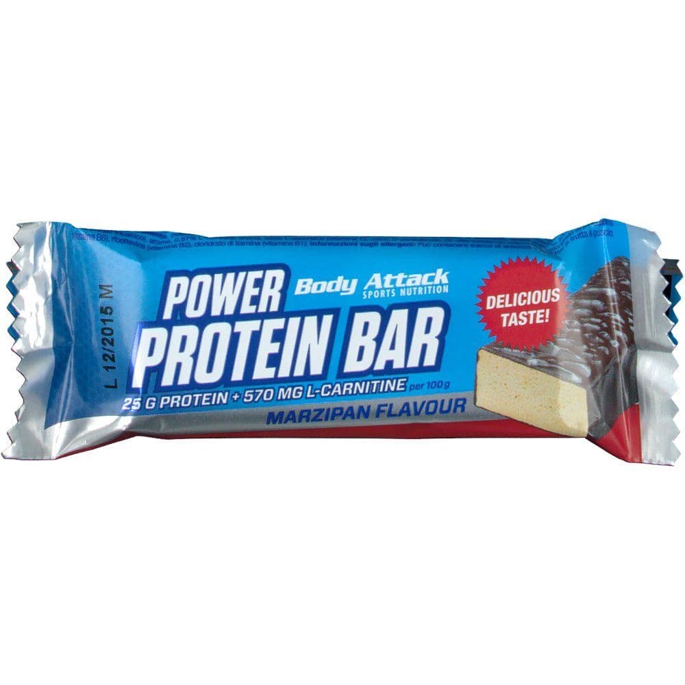 Body Attack - Proteinriegel - Marzipan, 24 × 35 g – Body Attack Verpackung