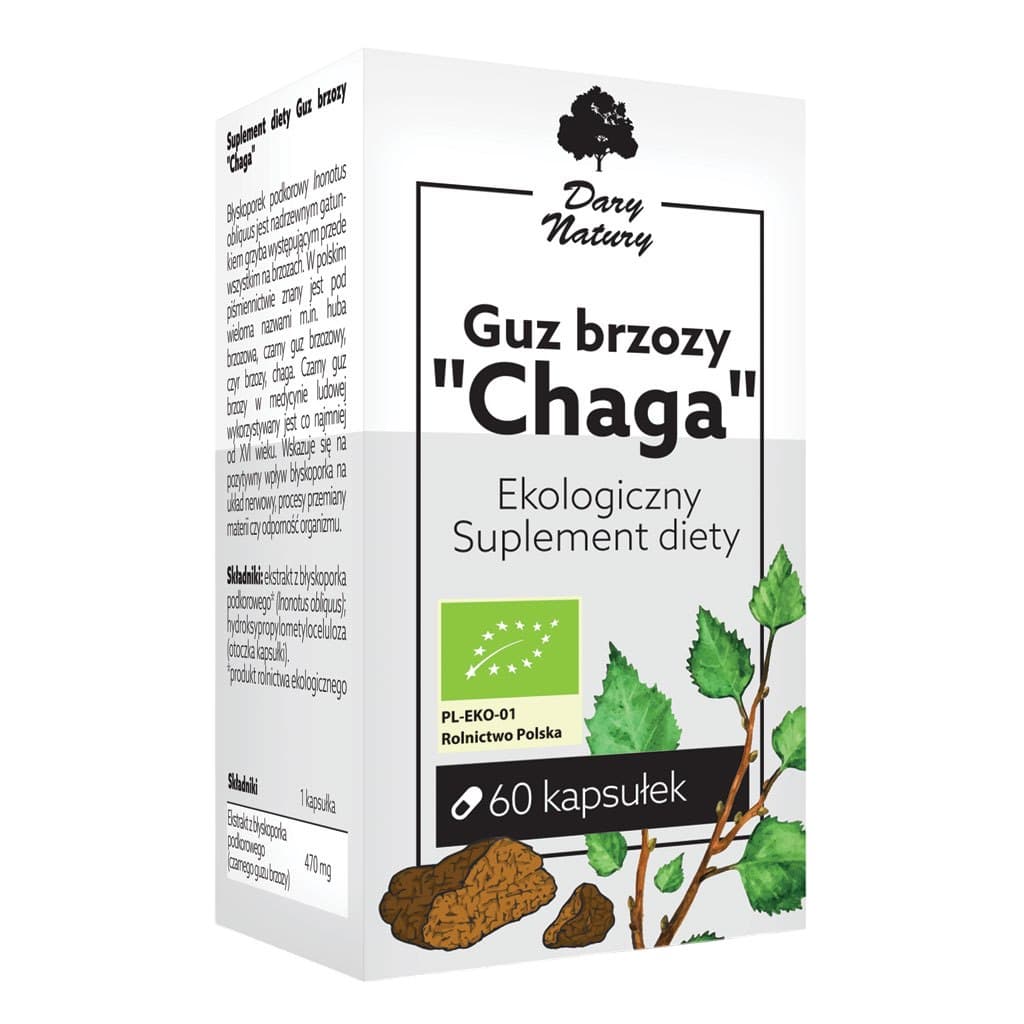 Dary Natury - Birch Polypore Chaga - 60 capsules – Dary Natury förpackning