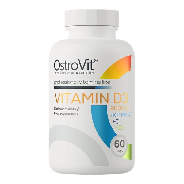 OstroVit - Vitamin D3 2000IU + K2 MK-7 + C + Zn - 60 kapslar – OstroVit förpackning
