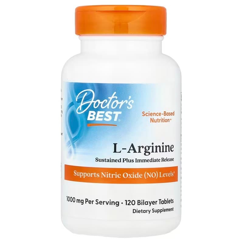 Doctor's Best L-Arginine Sustained + Immediate Release 500mg - 120 tabletas – Doctor's Best empaque