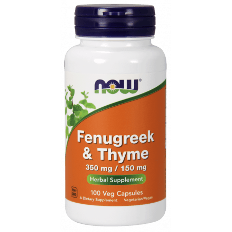 Now Foods Fenugreek & Thyme Kozieradka e Tomilho 100 cápsulas veganas – NOW Foods embalagem