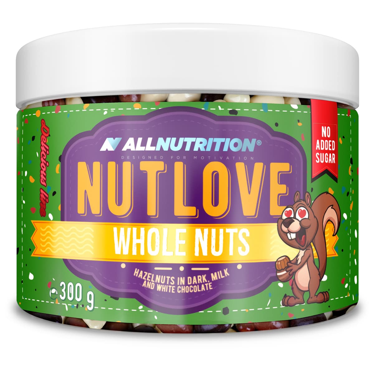 Allnutrition - Ganze Haselnüsse in Zartbitter-, Milch- & Weißer Schokolade - 300g