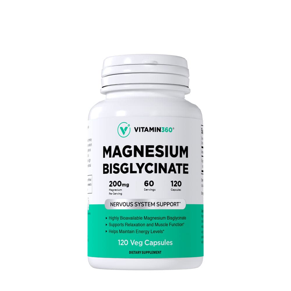 Vitamin360 - Magnez Bisglycinate 200mg - 120 kapsułek wegetariańskich – Vitamin360 opakowanie