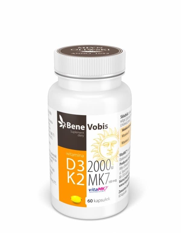 Bene Vobis Vitamina D3 2000IU + K2 MK7 100µg 60 capsule – Bene Vobis packaging