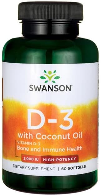 Swanson Vitamin D-3 With Coconut Oil 2000IU - 60 mjuka kapslar