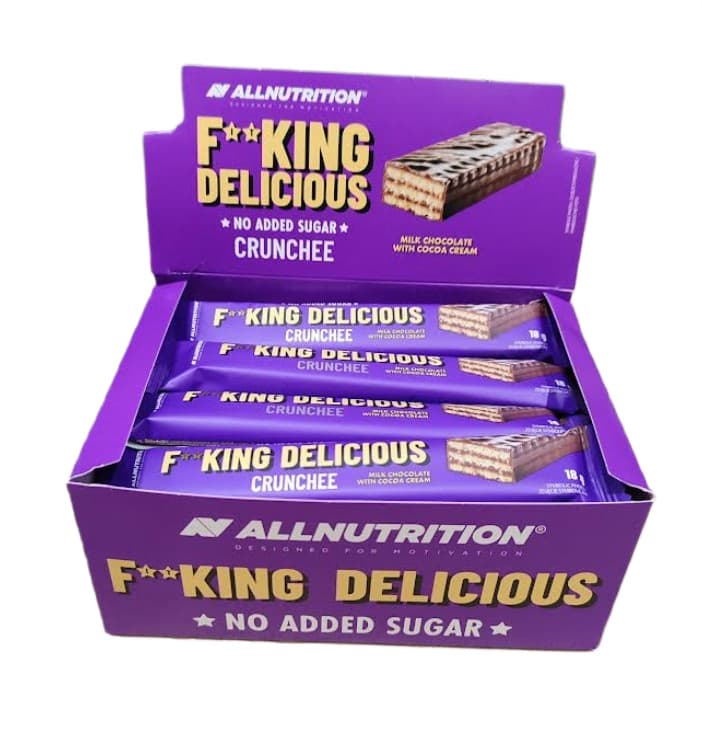 Allnutrition Delicious Crunchee Chocolate con Leche y Crema de Cacao - 20 x 18g – Allnutrition empaque