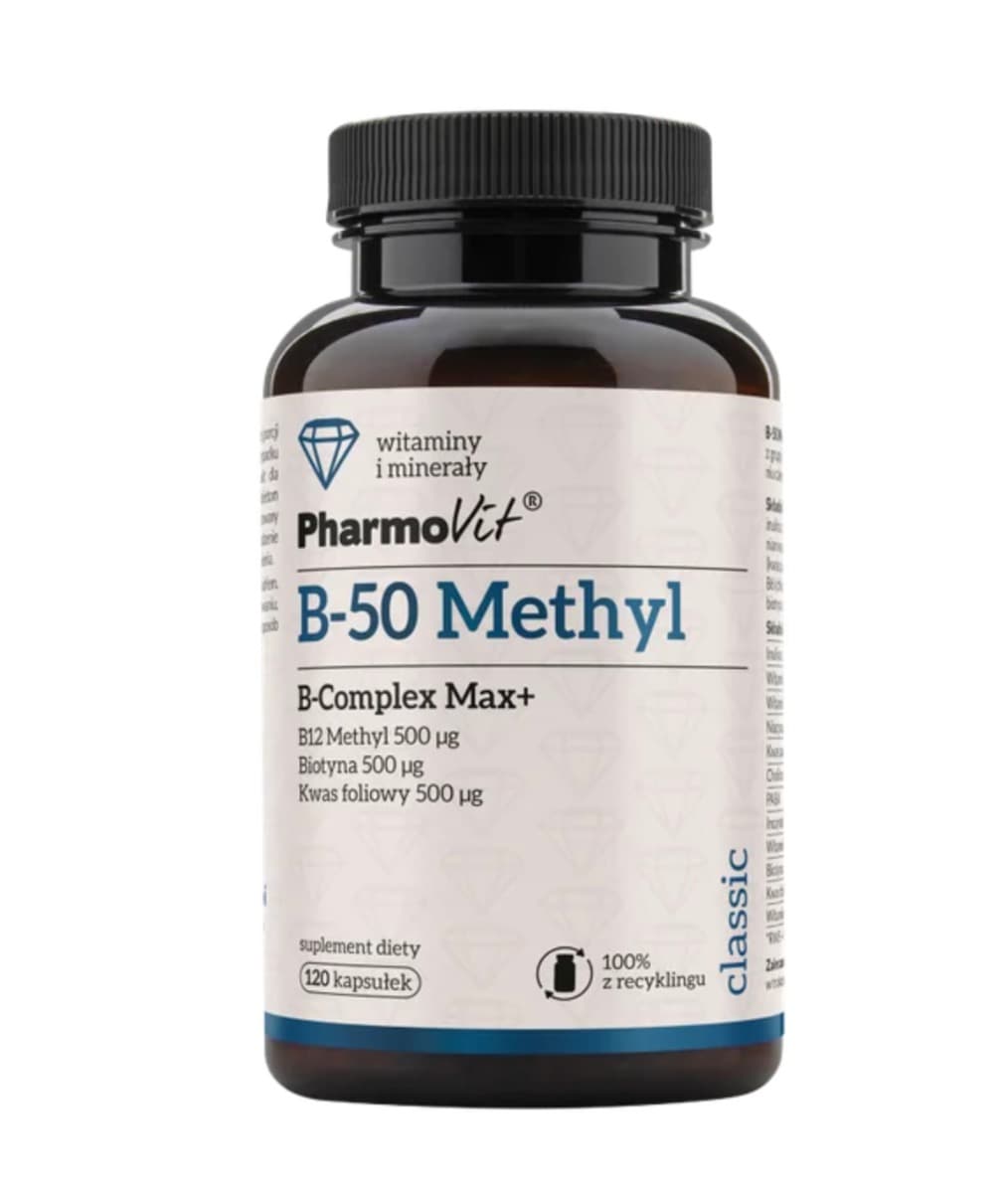 Pharmovit B-50 Methyl B-Complex 120 kapsułek – Pharmovit packaging