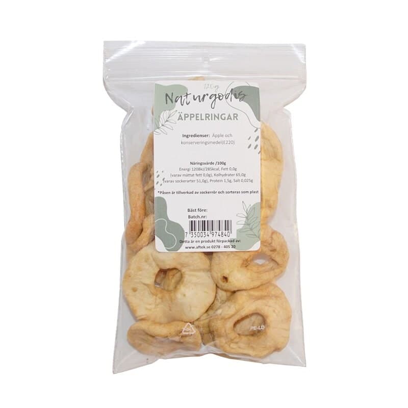 Manzanas en anillo sin azúcar 120g – Aftek empaque