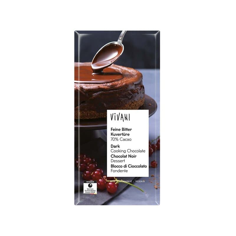 Dunkle Vegane Backschokolade 150g – Vivani Verpackung