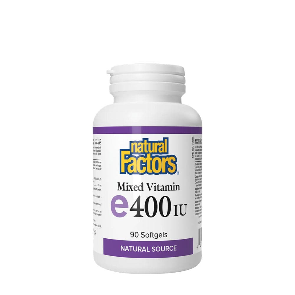 Natural Factors Mixed Vitamin E Natural Source 400IU - 90 Cápsulas Blandas – Natural Factors empaque