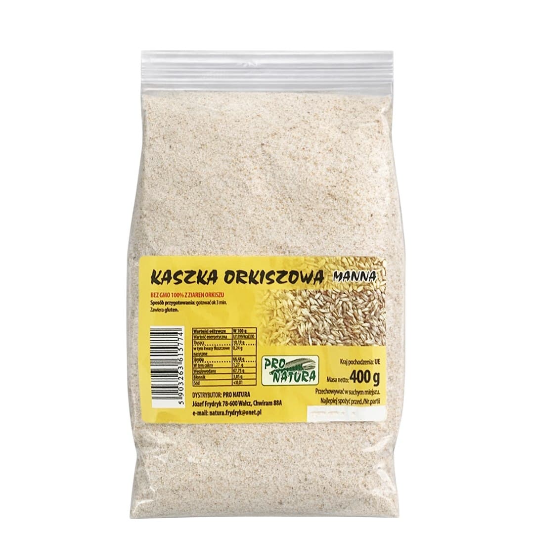 Pro Natura - Dinkelgrießkörner - 400g – Pro Natura Verpackung