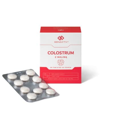 Genactiv - Colostrum With Raspberry 100mg, 60 Pastiller – Genactiv förpackning