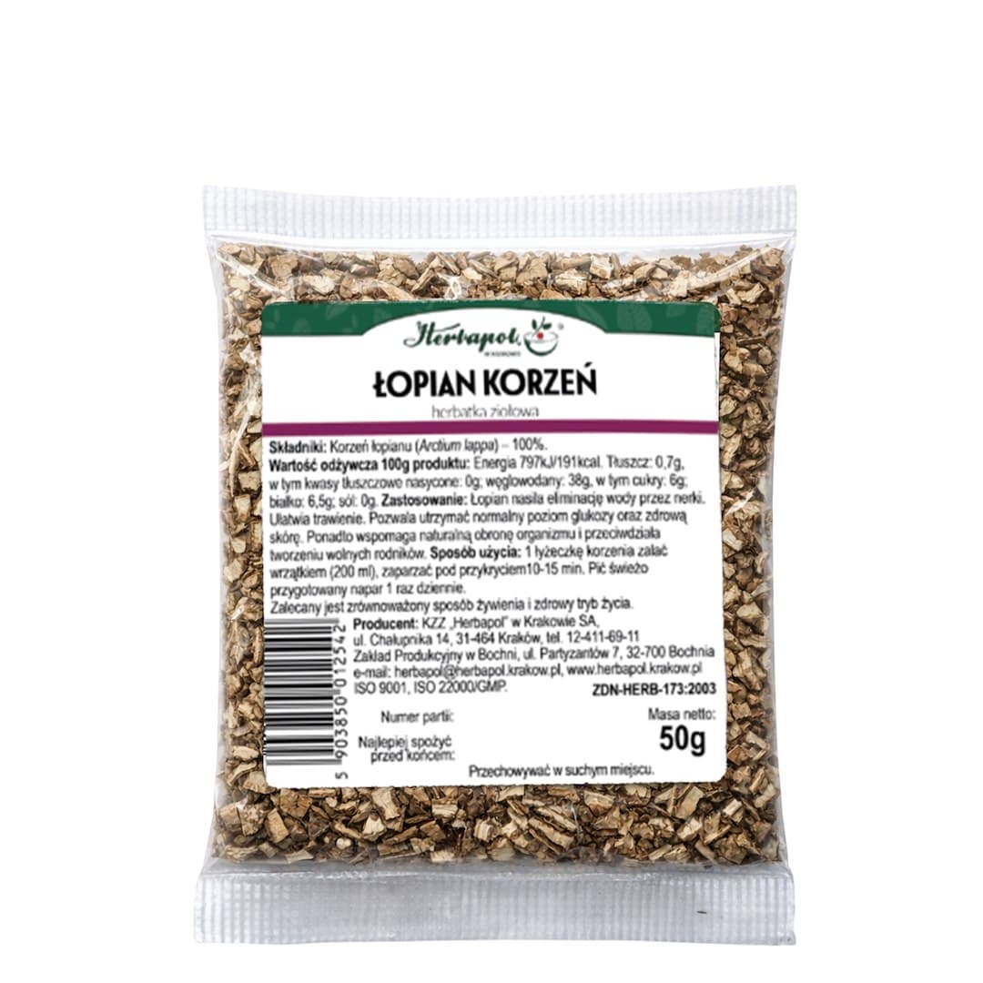 Herbapol Kraków - Burdock Root 50g – Herbapol Kraków förpackning