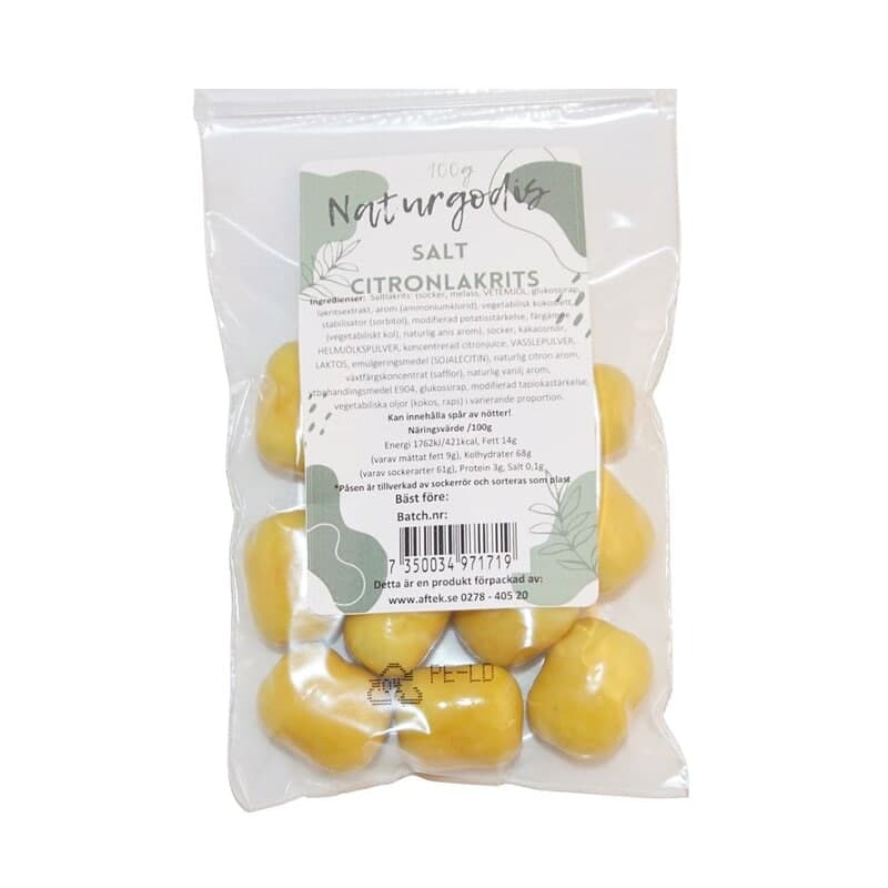Salt Citronlakrits 100g | Aftek – Aftek förpackning