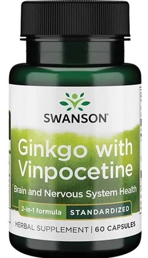Swanson - Ginkgo With Vinpocetine Standardized - 60 Caps – Swanson förpackning