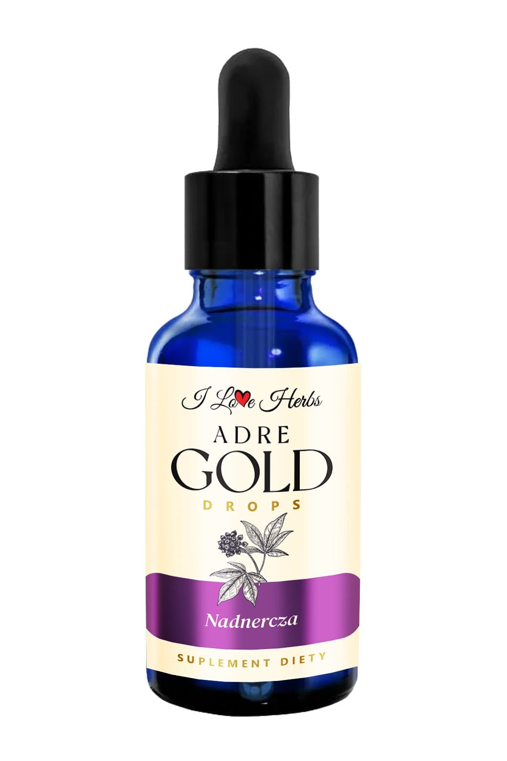 I Love Herbs - Adre Gold Drops 30ml – I Love Herbs förpackning