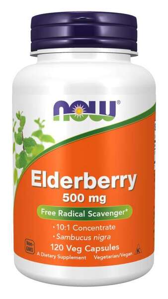 NOW Foods Elderberry 500mg - 120 vegetarische capsules