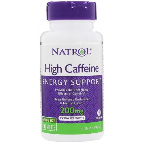 Natrol High Caffeine 200 mg - kofeina 100 tabletek – Natrol opakowanie