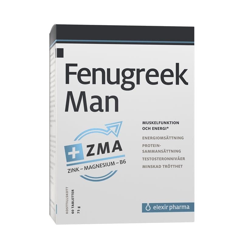 Fenugreek Man Plus ZMA 60 tablets | Elexir Pharma – Elexir Pharma packaging