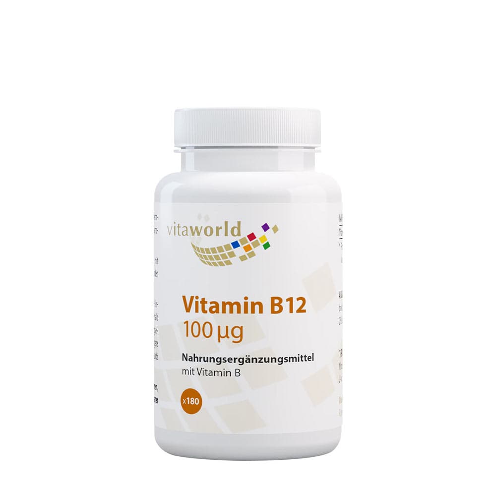 Vitaworld Vitamin B12 100 mcg - 180 Kapseln – Vitaworld Verpackung
