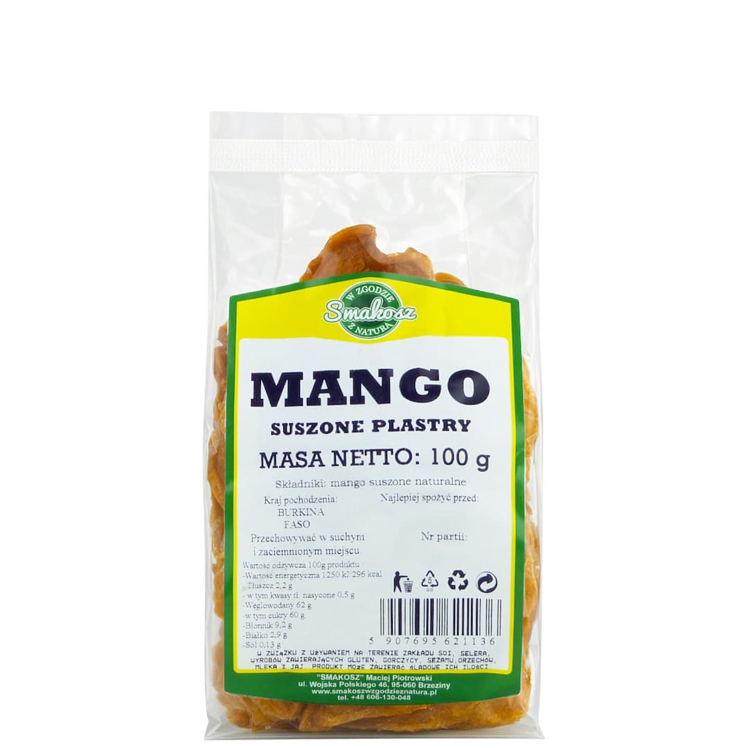 Smakosz - Mango Suszone Plastry, Dried Mango Strips - 100g