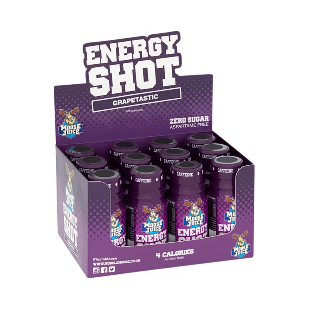 Muscle Moose - Moose Juice Energy Shot (12x60ml) - Grapetástico – Muscle Moose empaque