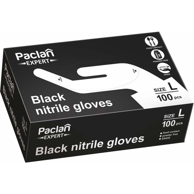 Paclan Expert R Guanti nitrile taglia L nero 100 pezzi – Paclan confezione