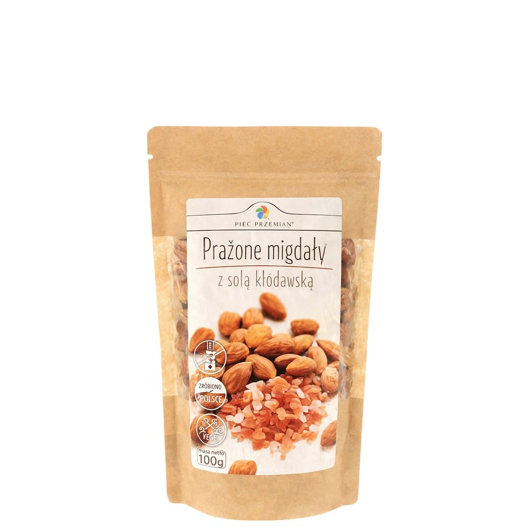 Pięć Przemian - Rostade Mandlar med Kłodawa Salt 100g – Pięć Przemian packaging