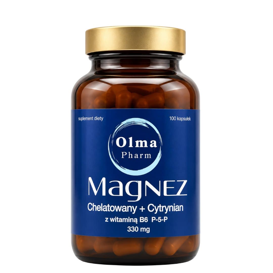 Olma Pharm - Magnesiumchelat und Magnesiumcitrat mit Vitamin B6 P-5-P - 100 Kapseln